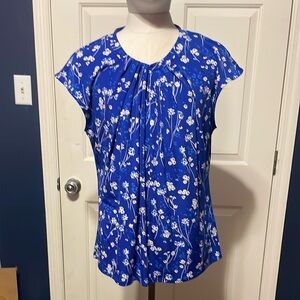 Liz Claiborne Blue Floral Blouse